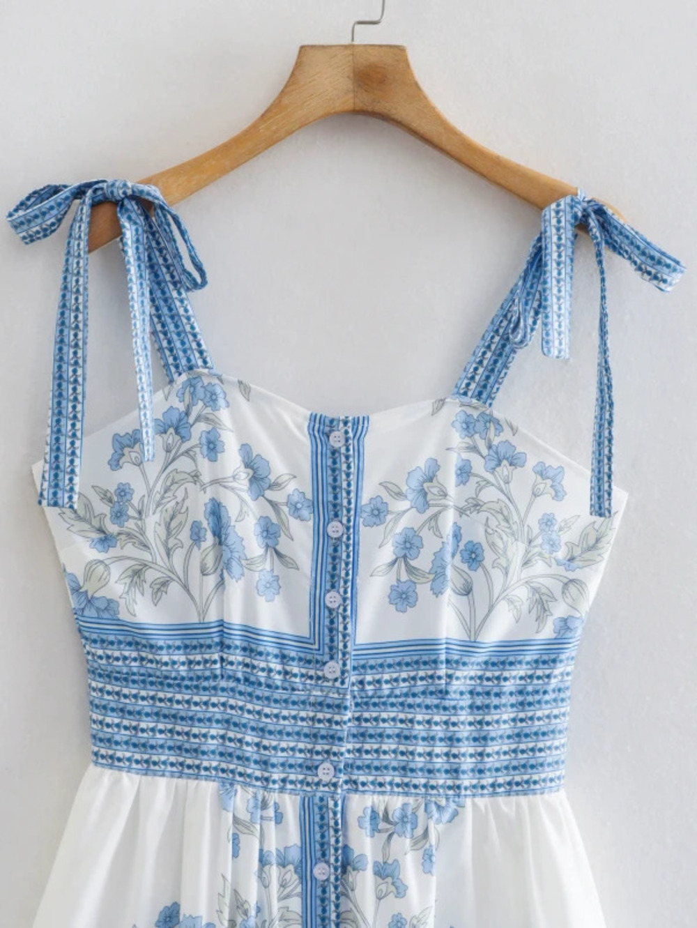 Spring Placement Print Spaghetti Strap Dress
